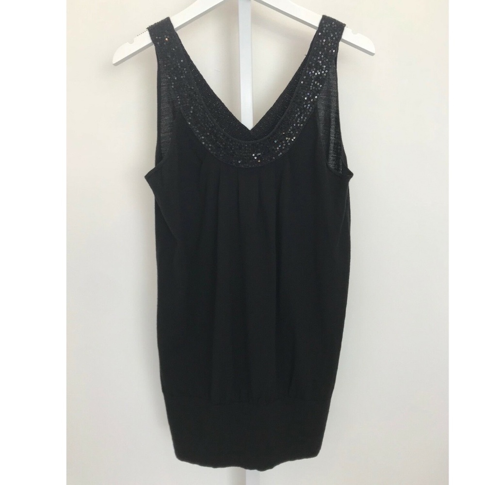 IISLI BLACK WOOL COTTON SEQUIN KNIT SIZE P/TP